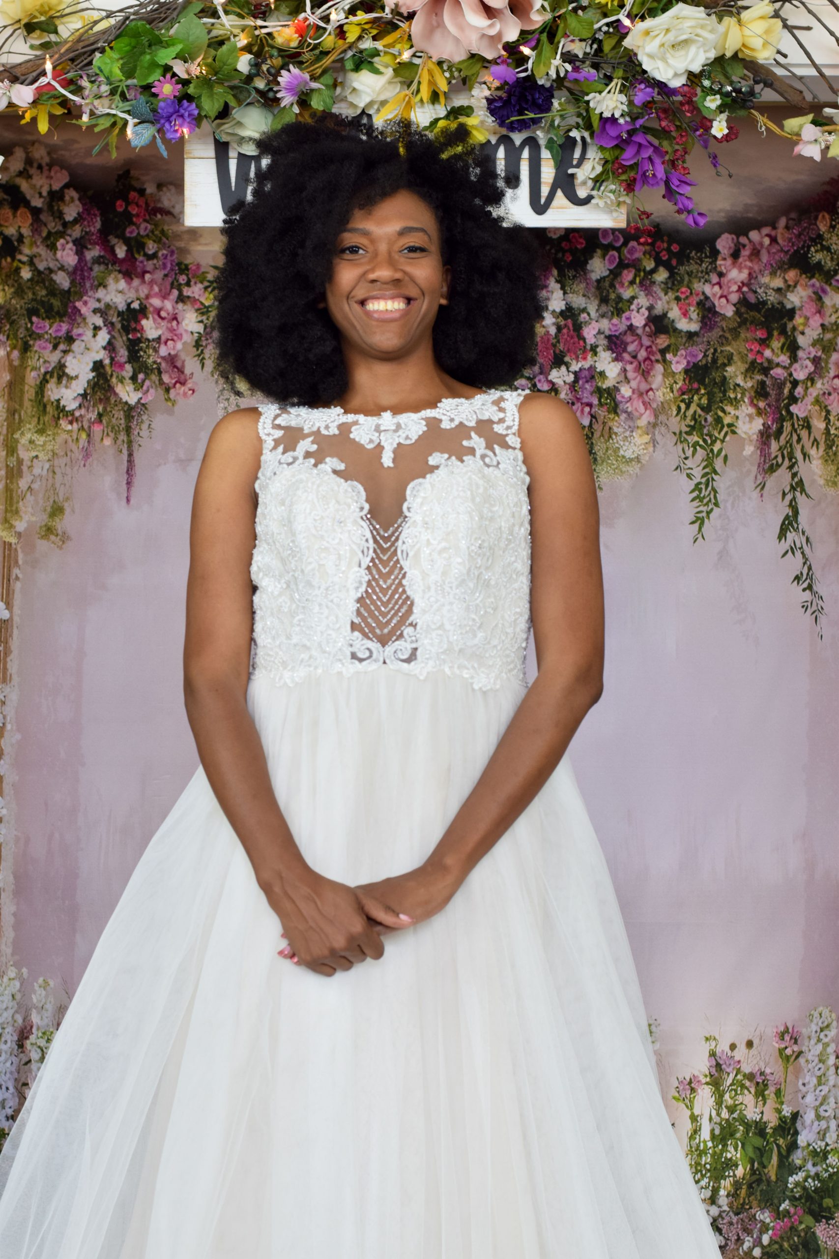 Smiling Model in Wedding Dress